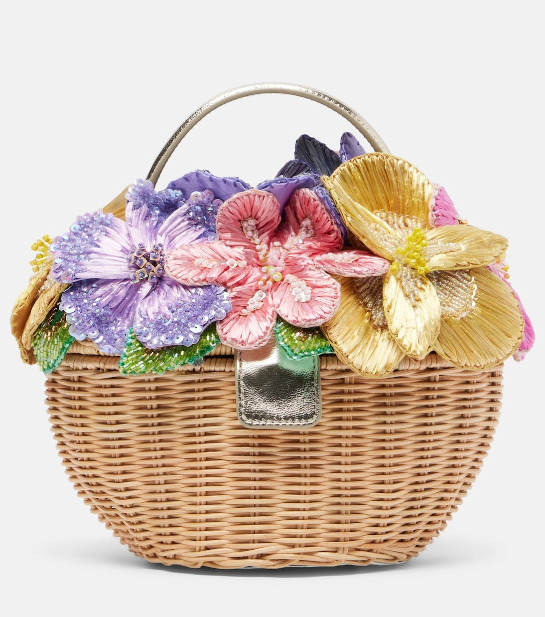 Judith Leiber Couture - Dorothy floral-appliqué wicker top-handle bag