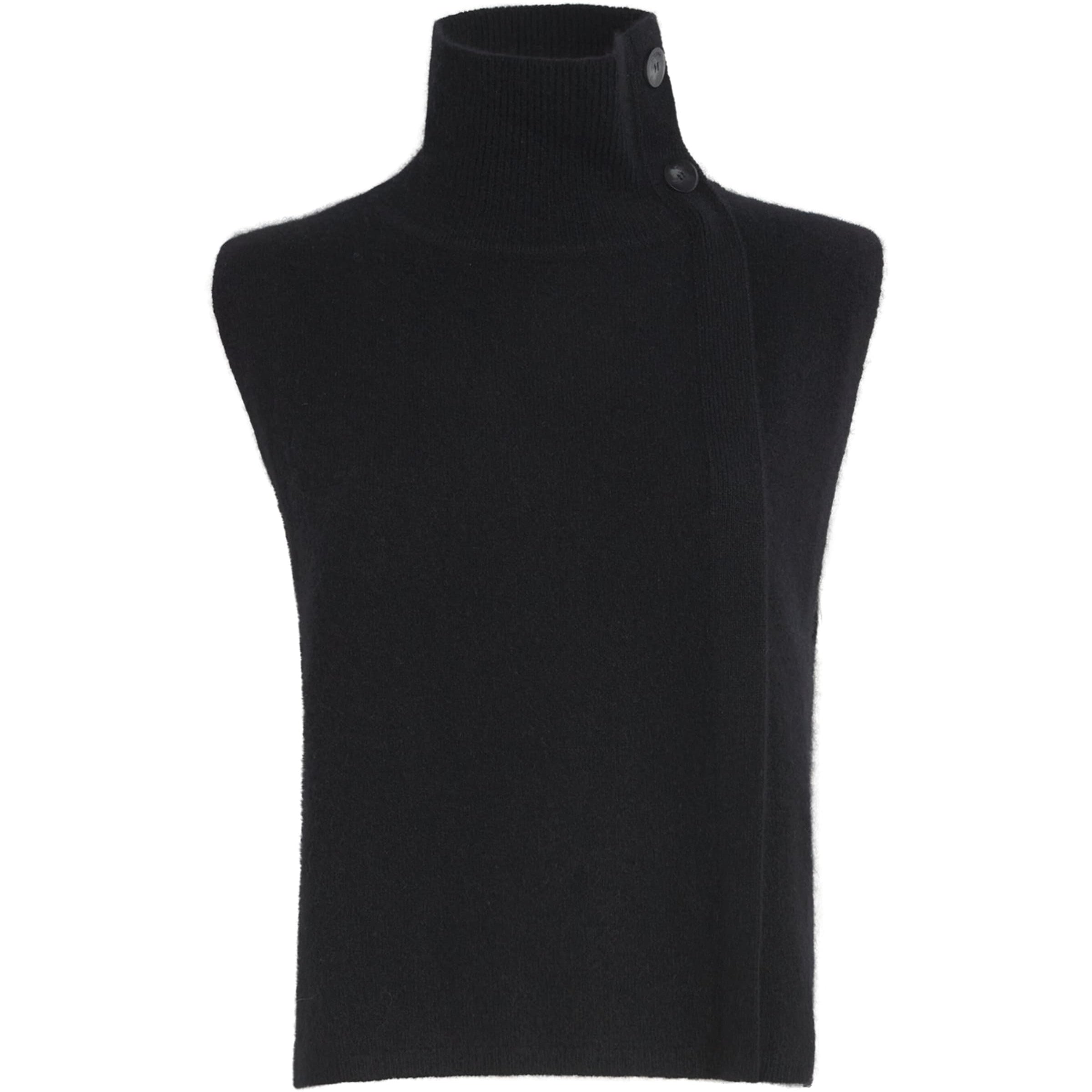 Black Brushed Cashmere Bib Sweater