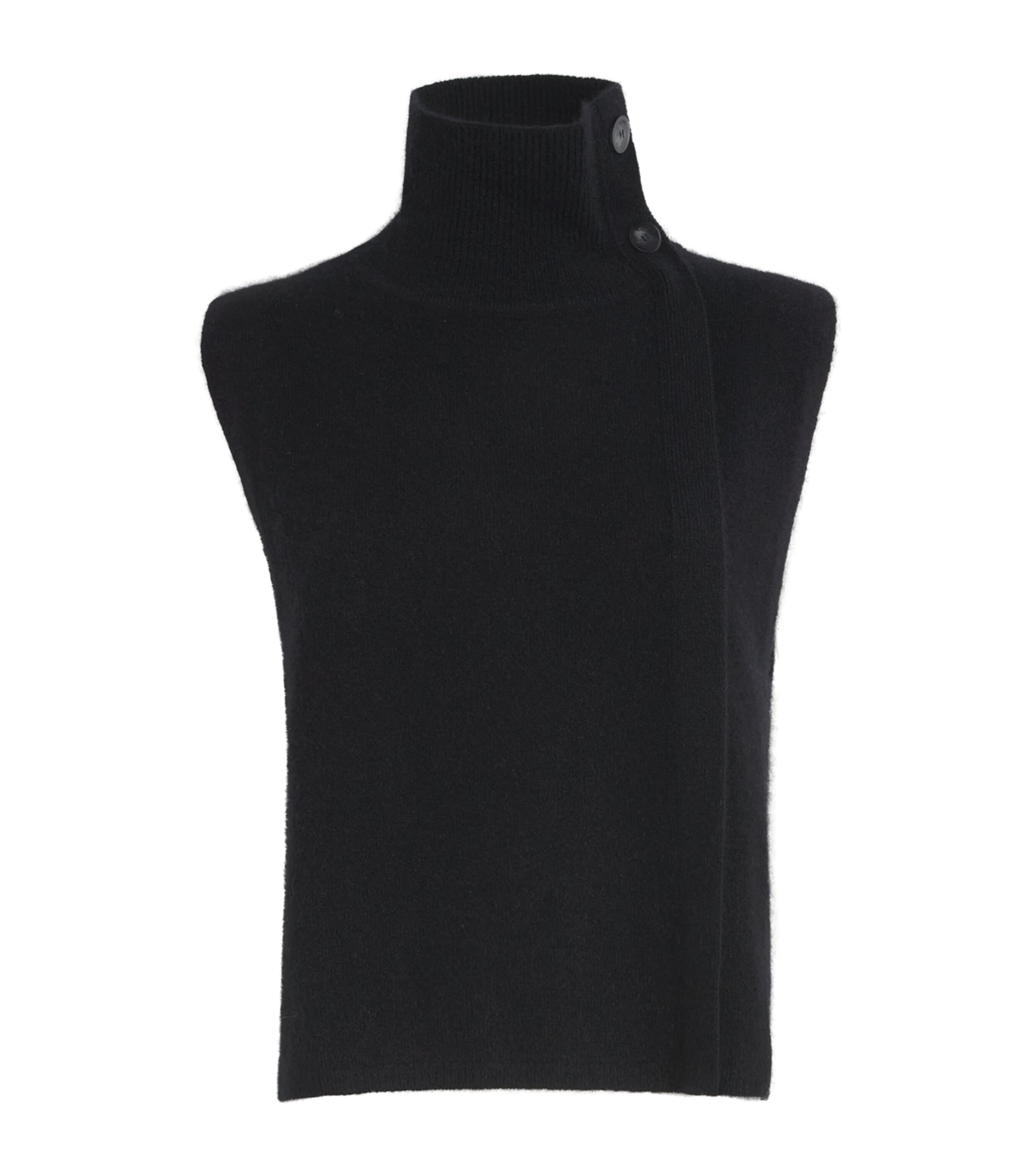 Black Brushed Cashmere Bib Sweater