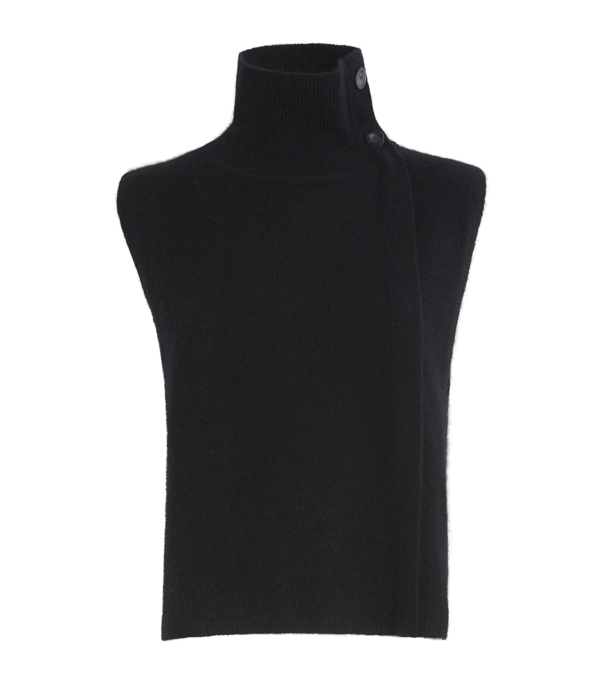 Black Brushed Cashmere Bib Sweater