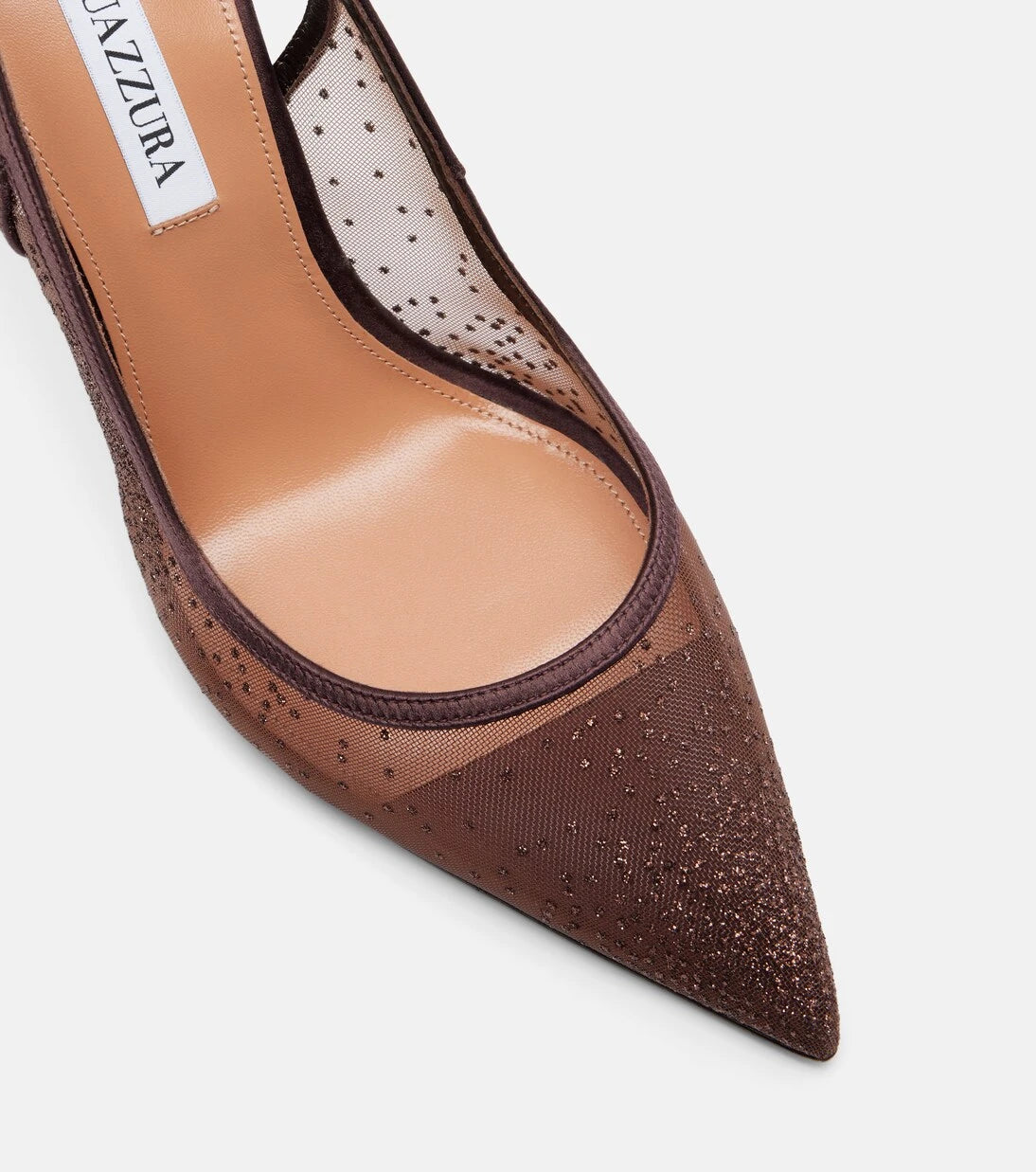 Aquazzura - Bow Tie 105 glitter mesh slingback pumps