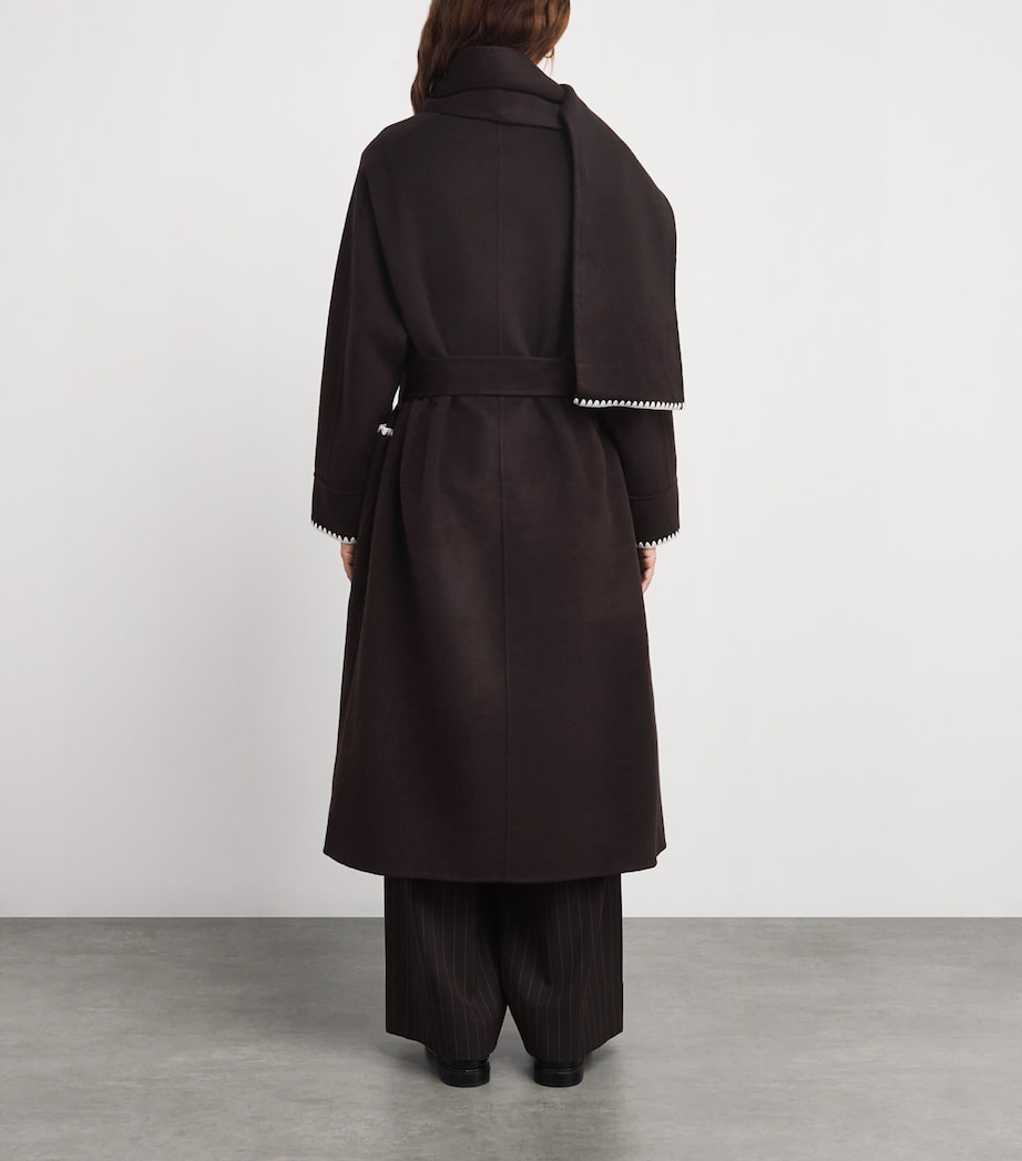 Maje Brown Wool-Blend Wrap Coat