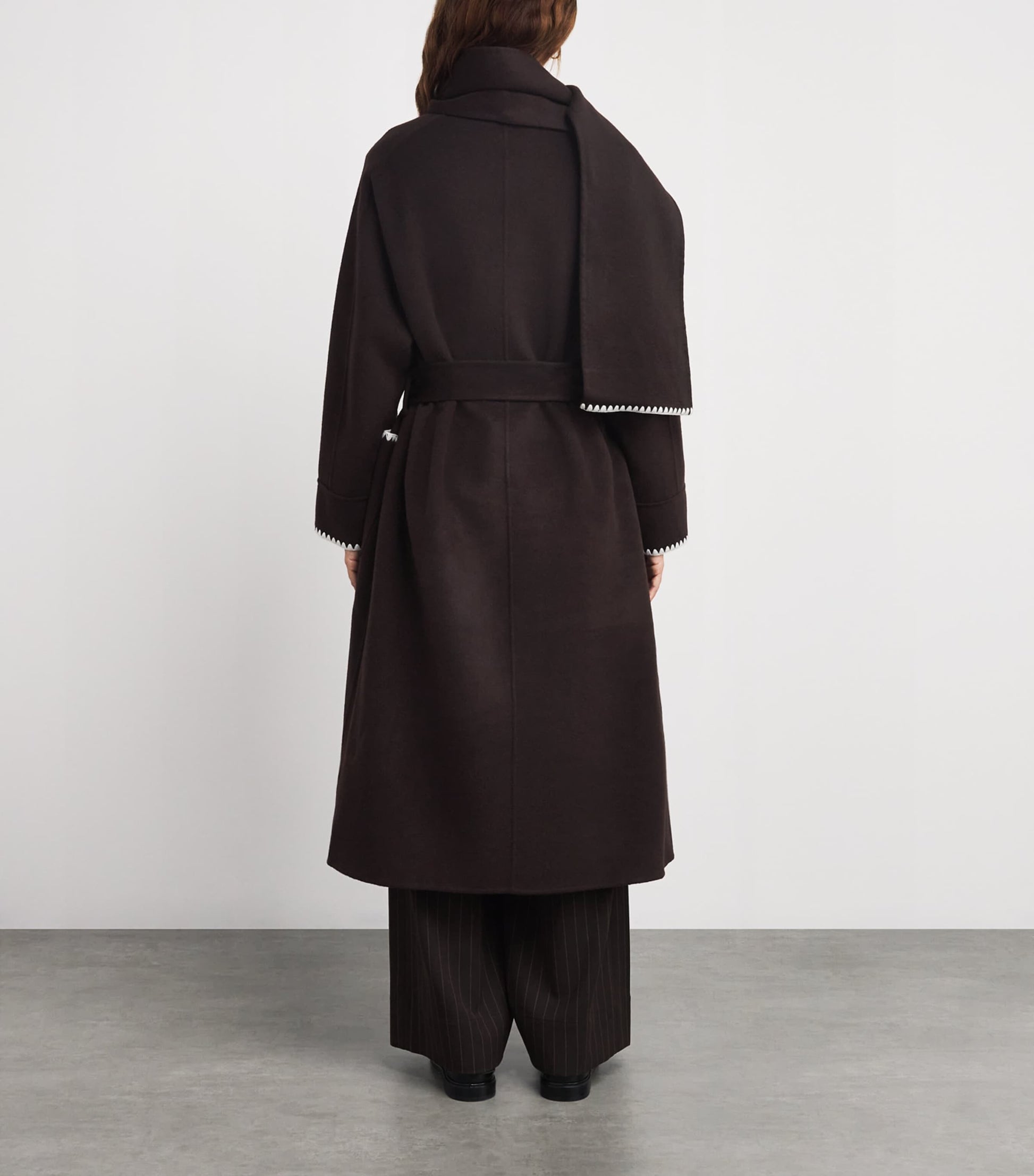 Maje Brown Wool-Blend Wrap Coat