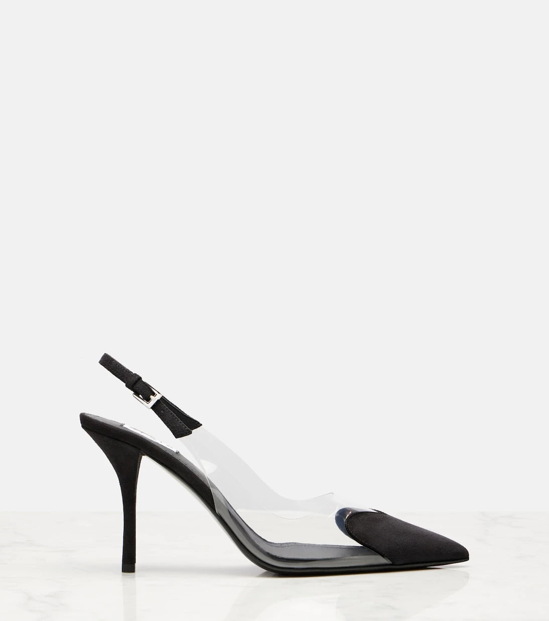 Alaïa - Cœur 90 suede and PVC slingback pumps