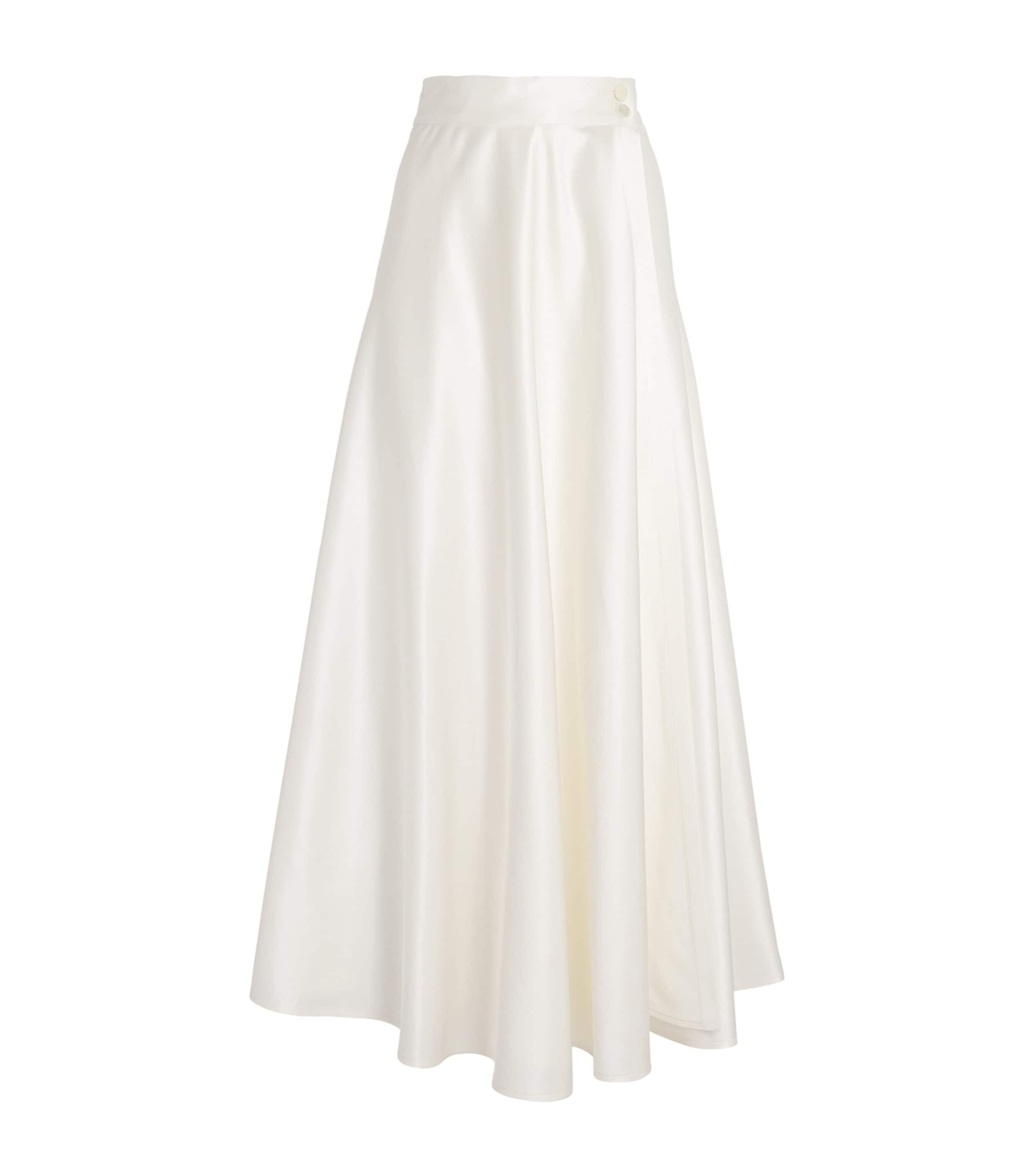 Colombo White Silk Wrap Maxi Skirt