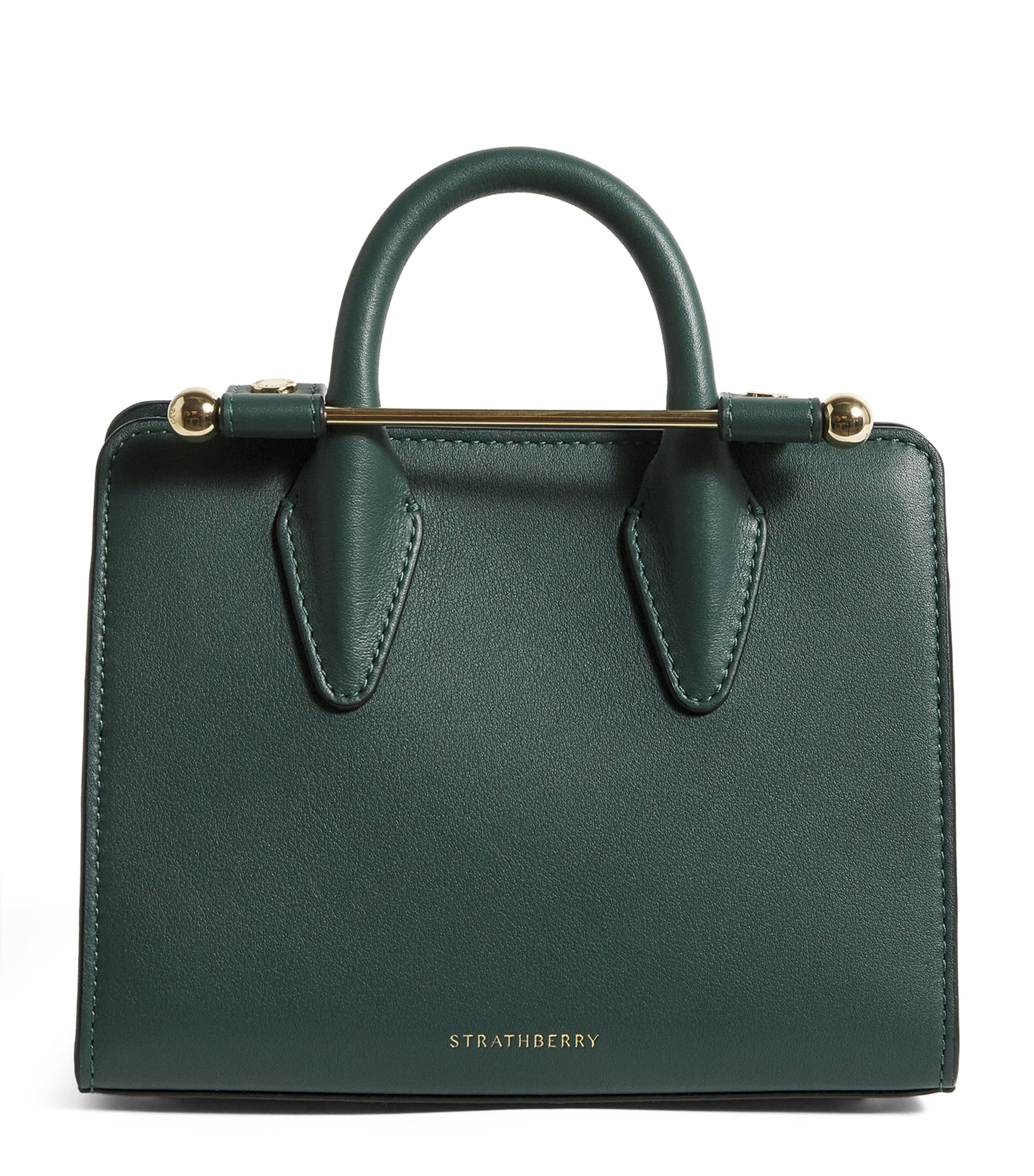 Strathberry Green Leather Nano Tote Bag