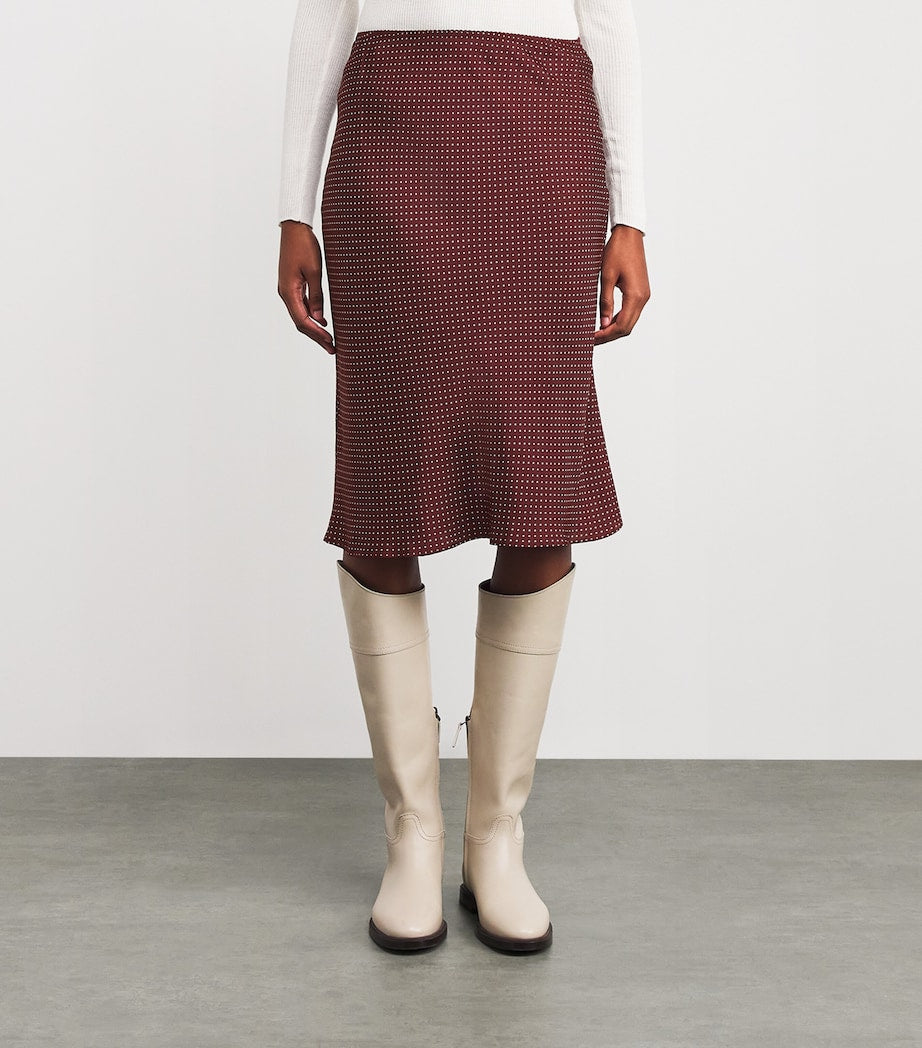 DÔEN Burgundy Silk-Blend Satin Elowette Midi Skirt