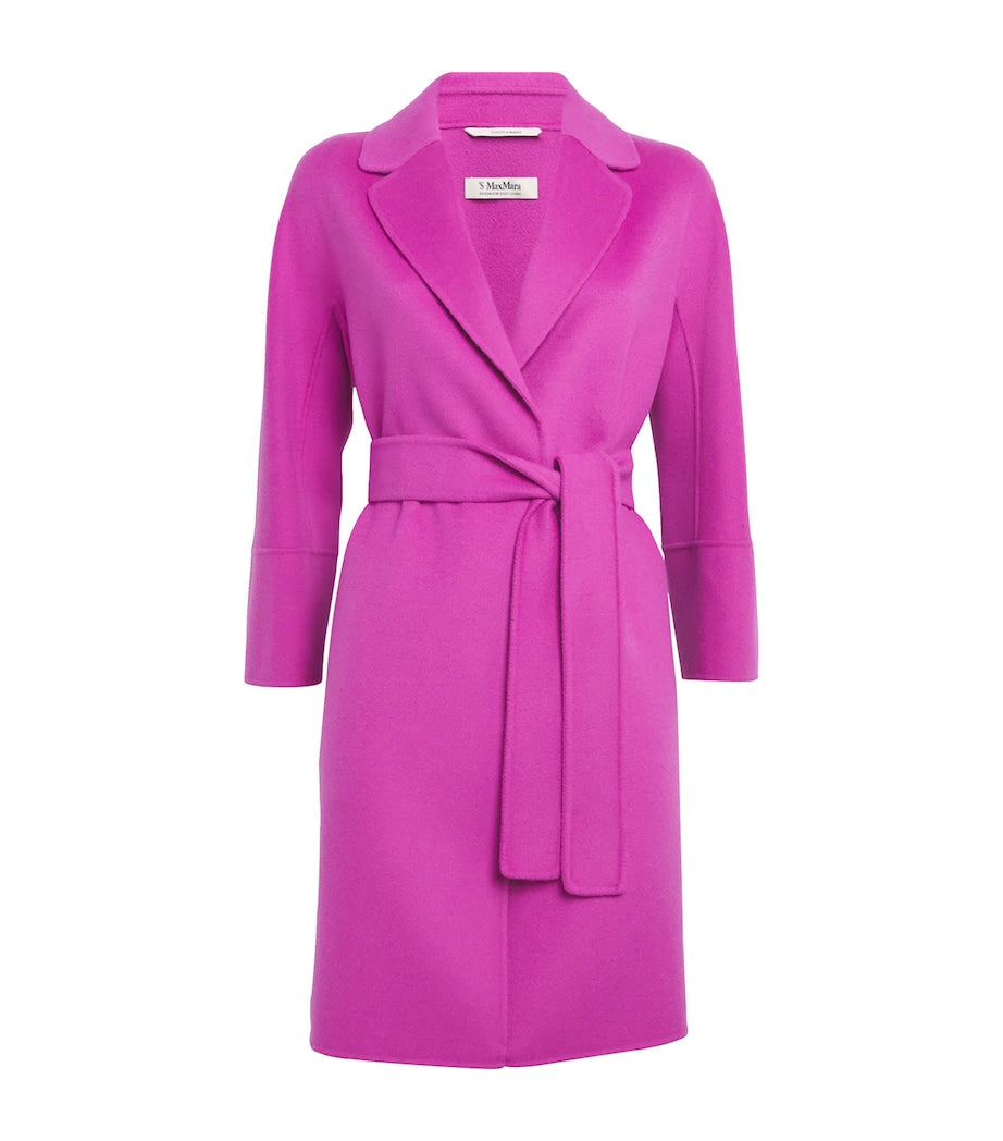 Max Mara Pink Virgin Wool Arona Wrap Coat