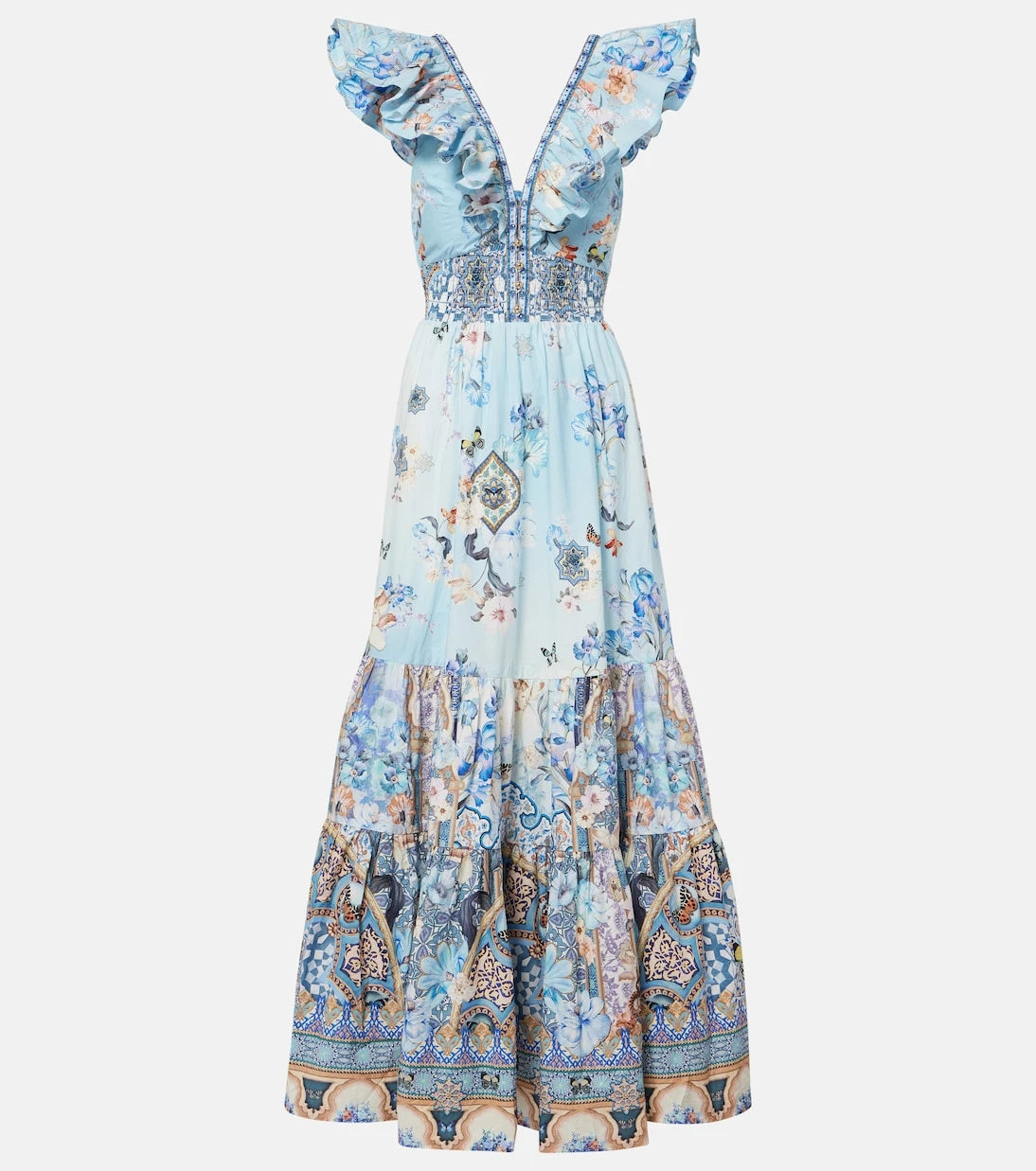Camilla - Shirred floral cotton maxi dress