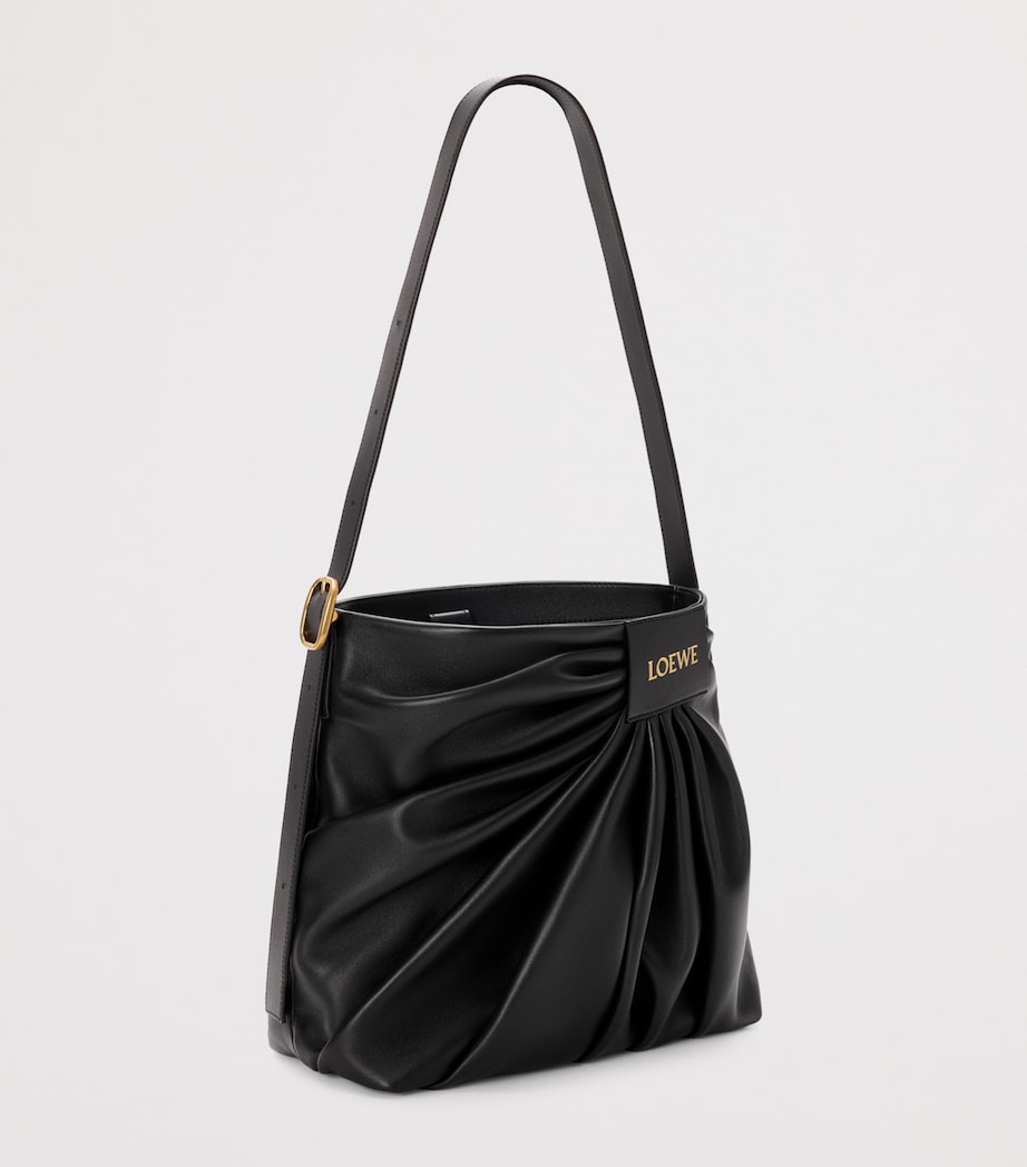 Leather Draped Tote Bag