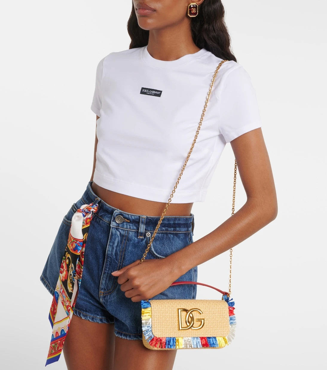 Dolce&Gabbana - 3.5 Small raffia-effect crossbody bag