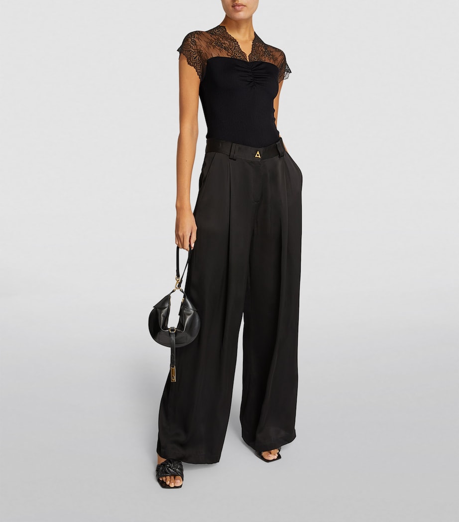 Lace-Trim T-Shirt BLACK