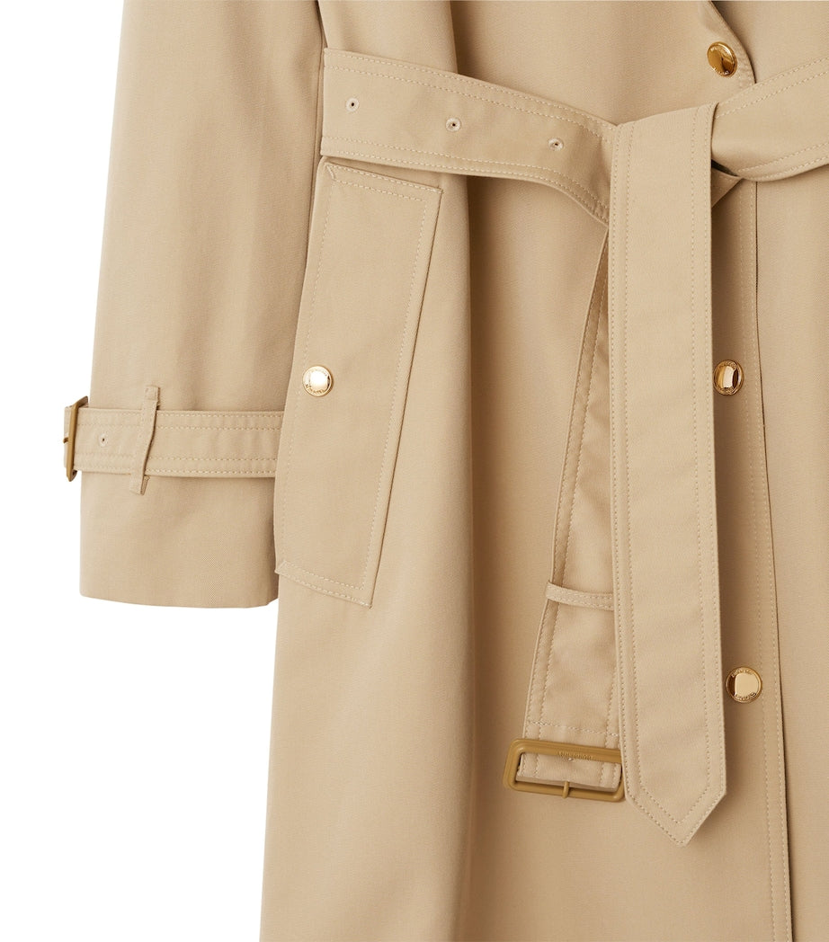 Burberry Yellow Cotton Check-Collar Trench Coat