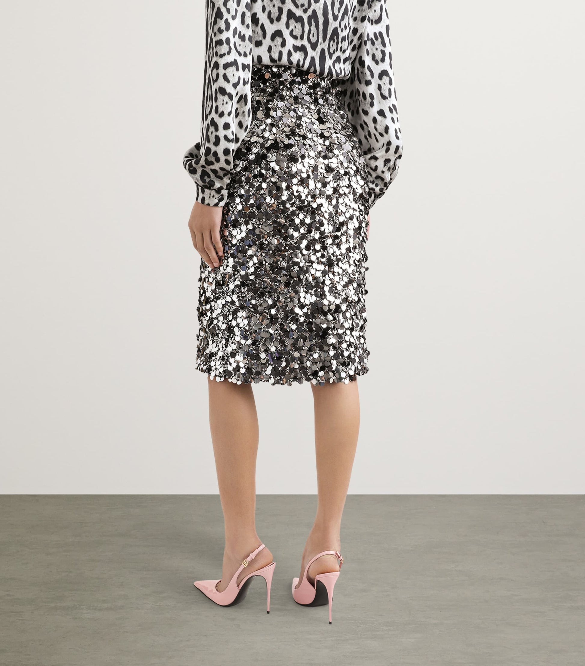 Embellished Sequin Midi Skirt