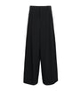 Black Double-Pleat Wide-Leg Trousers