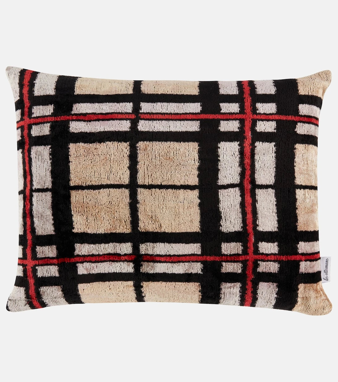 Les-Ottomans - Checked silk velvet cushion