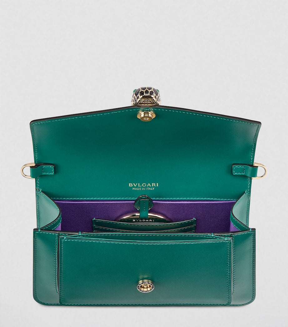Bvlgari Green Leather Serpenti Forever East-West Shoulder Bag