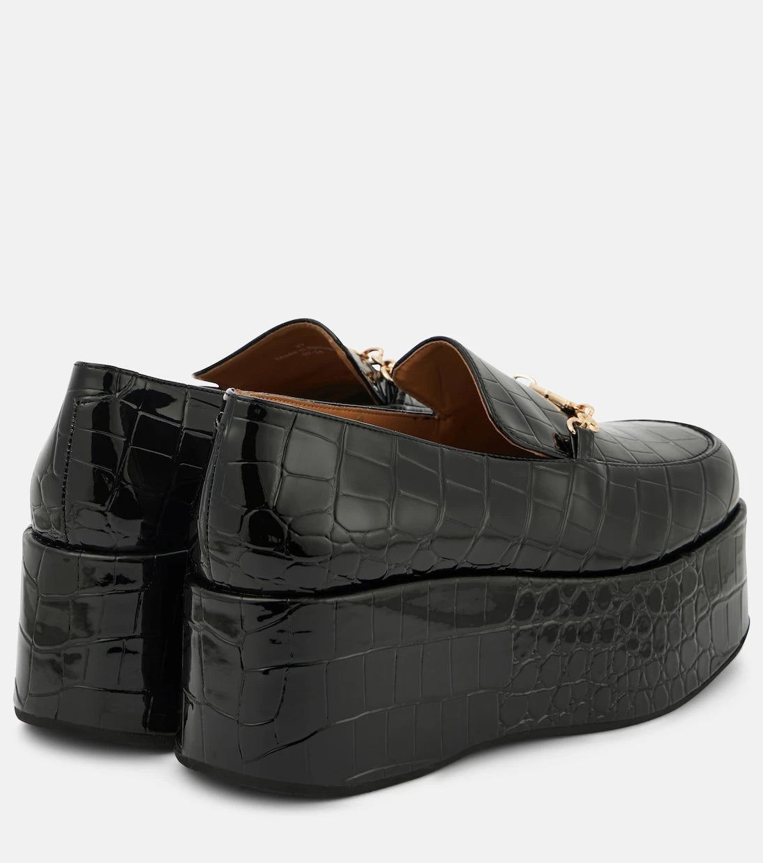 Ganni - Croc-effect faux leather platform loafers