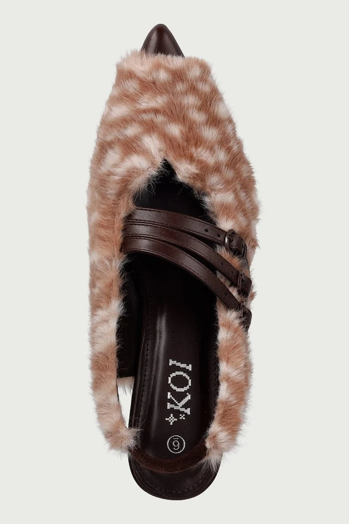 Düşük Topuklu Doelle Faux Deer Fur Kitten Heels