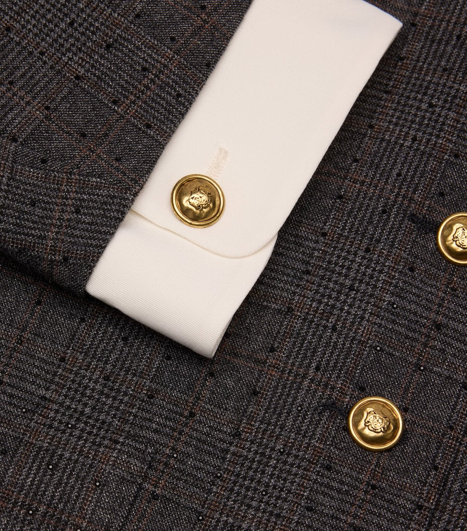 Checked Rhinestone-Embellished Jacket