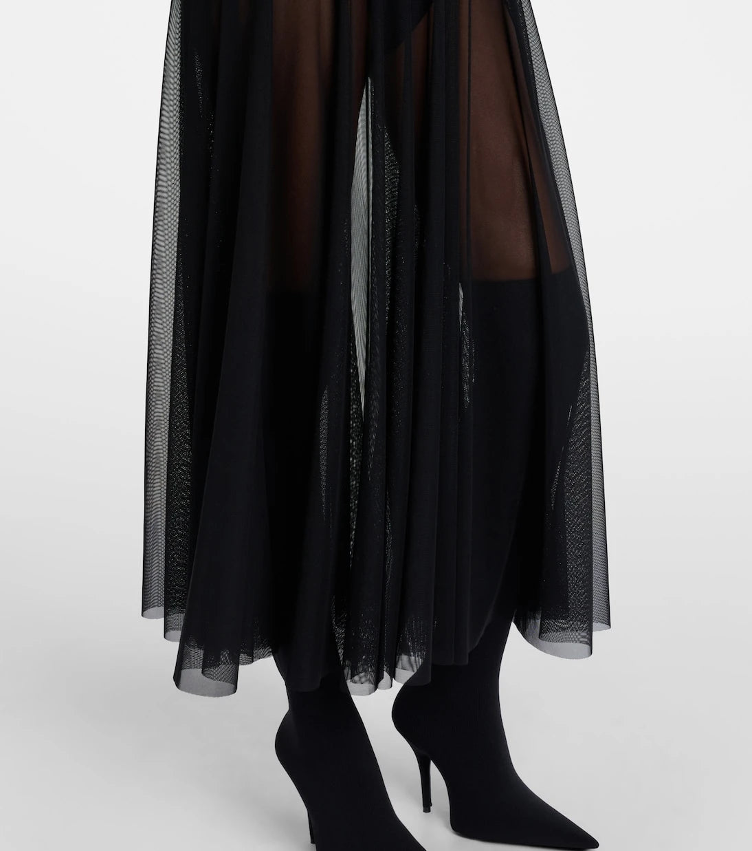 Norma Kamali - Sheer jersey and mesh midi dress