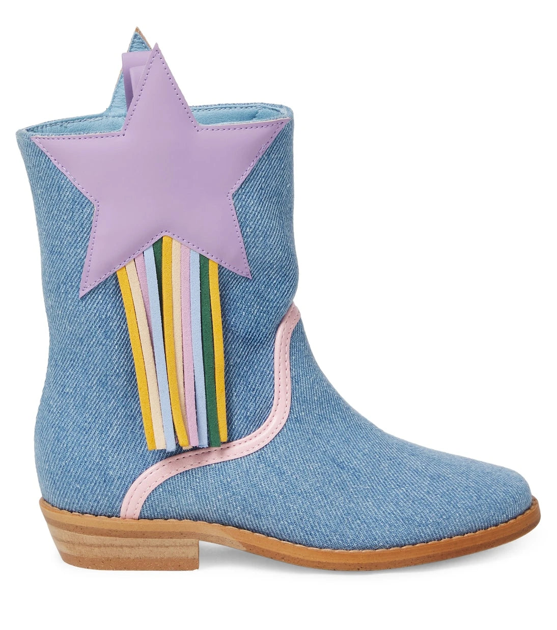 Stella McCartney Kids - Fringed denim cowboy boots