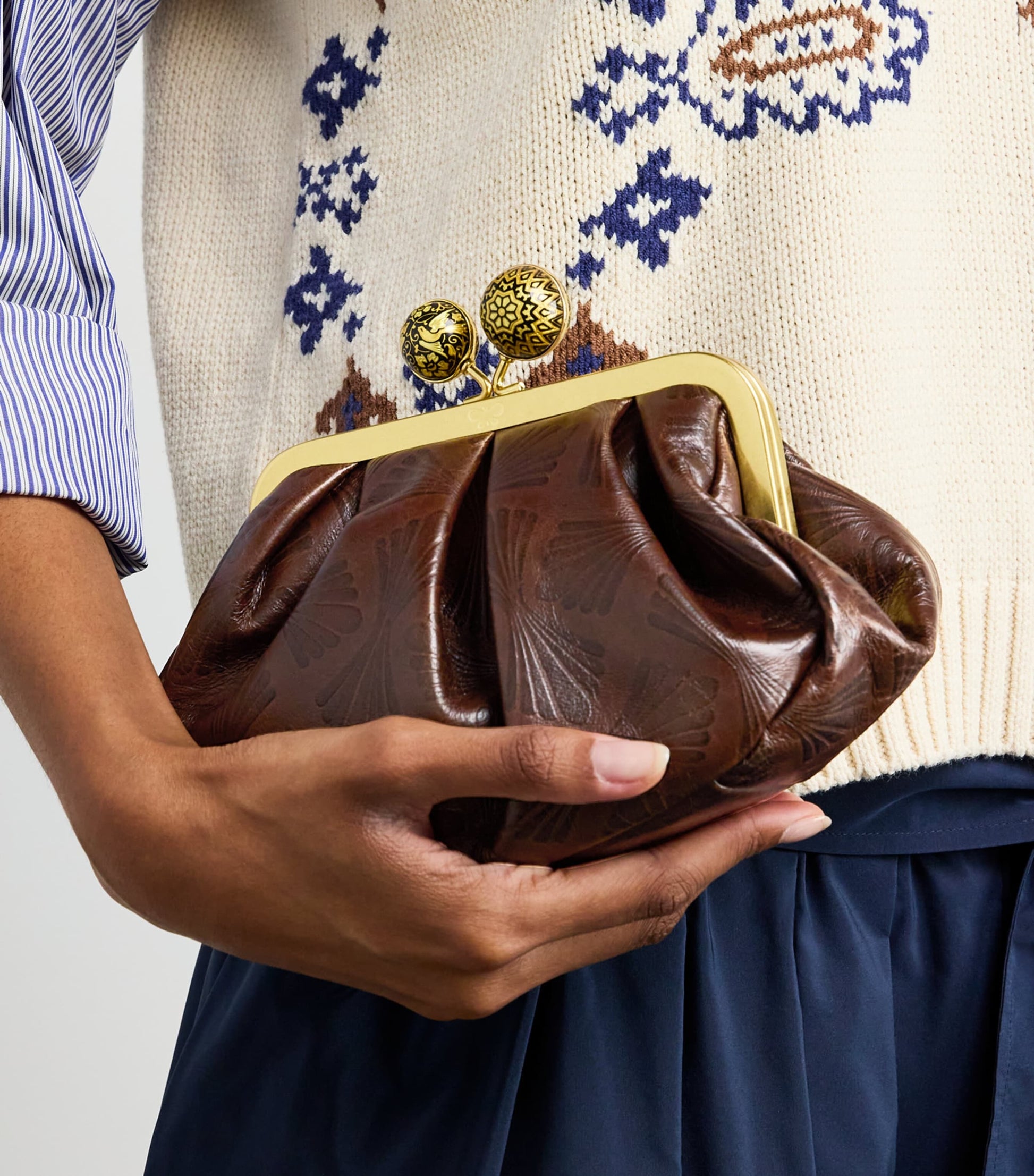 Brown Leather Spanish Heritage Pasticcino Clutch Bag