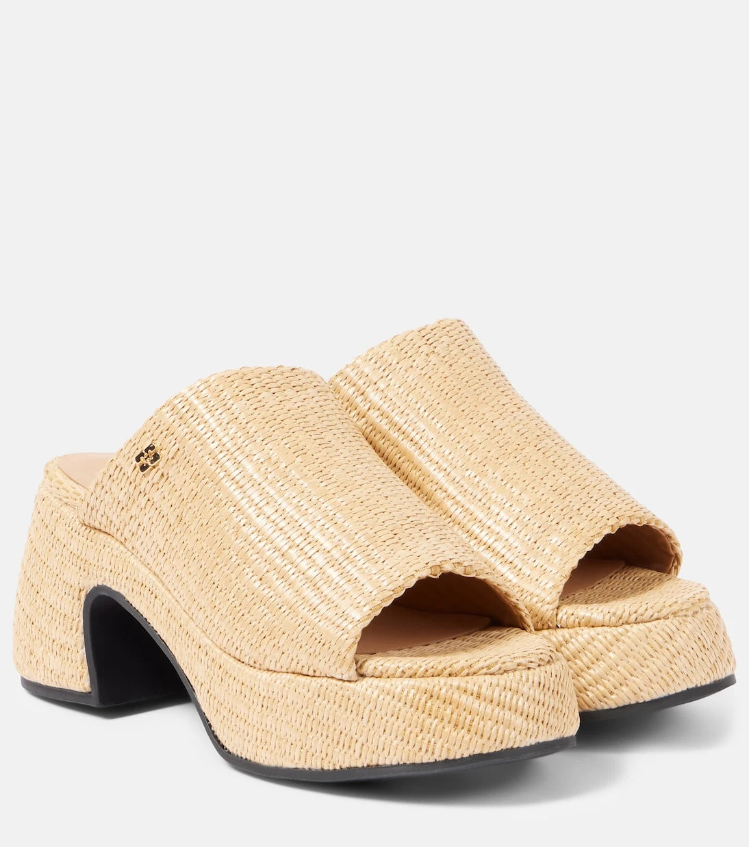 Ganni - Butterfly raffia platform mules