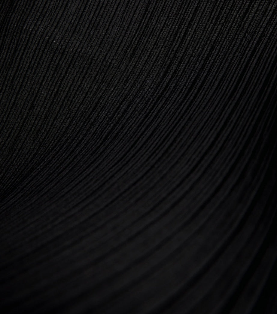 Issey Miyake Black Hatching Bottoms Pleated Maxi Skirt