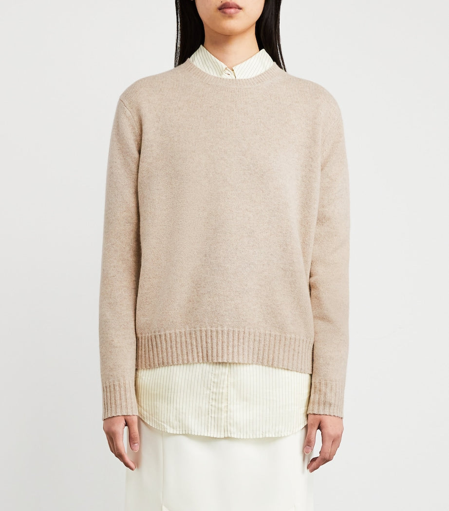 Beige Cashmere Knit Sweater