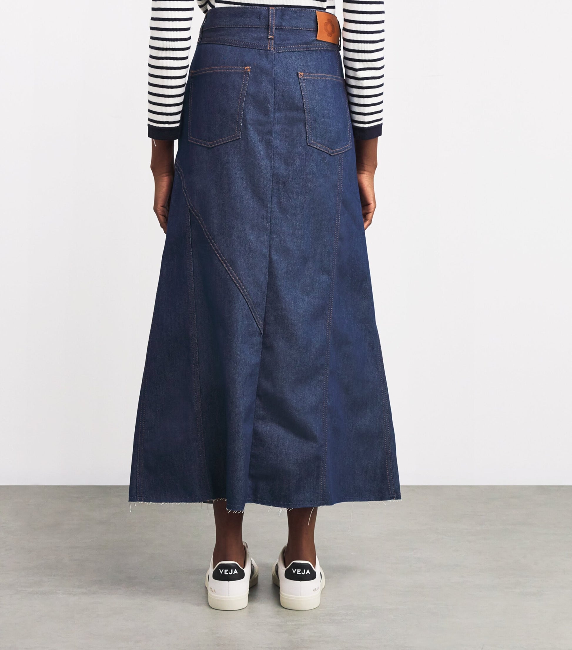 Maje Blue Denim Midi Skirt