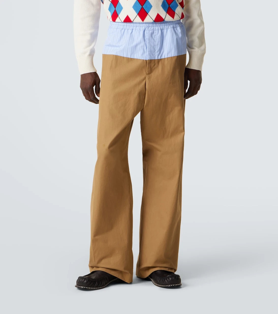 Dries Van Noten - Paneled cotton twill wide-leg pants