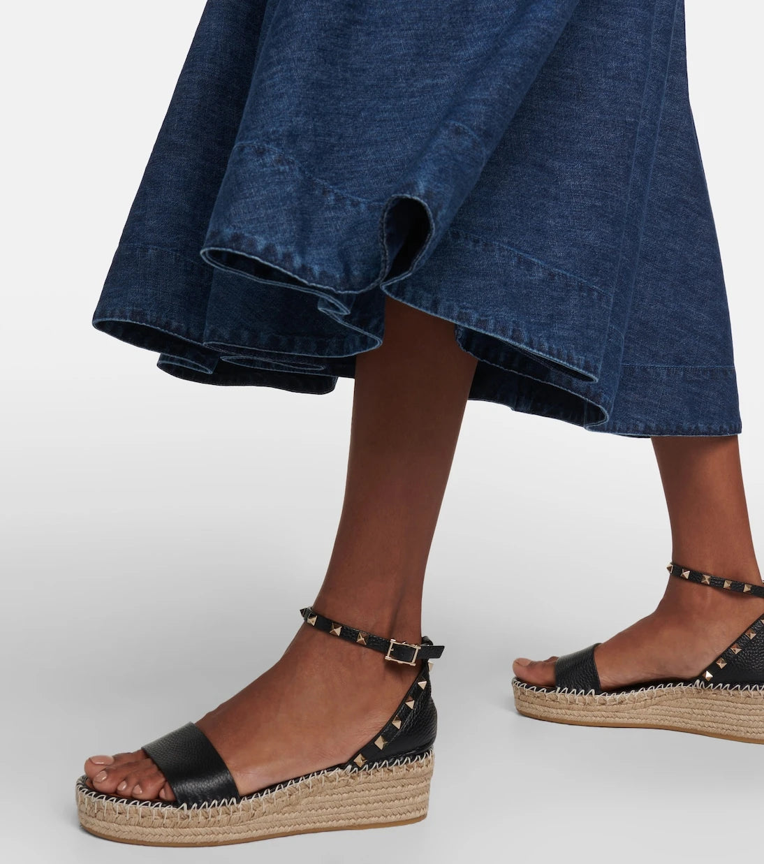 Valentino Garavani - Rockstud leather espadrille wedges