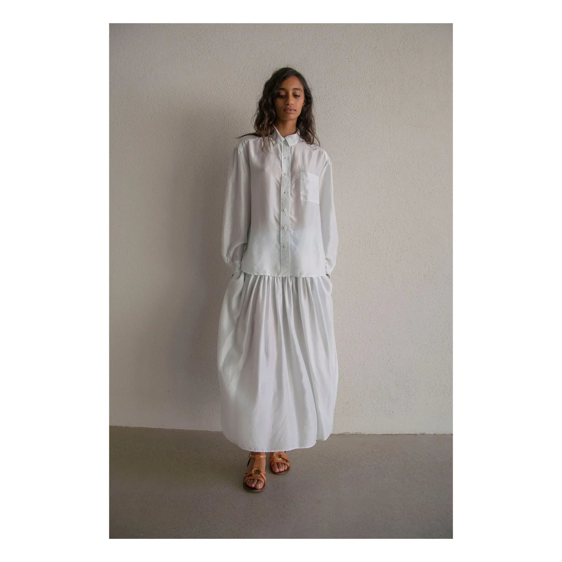 THEAVANT - Silk Pongee Man Shirt | Light Blue