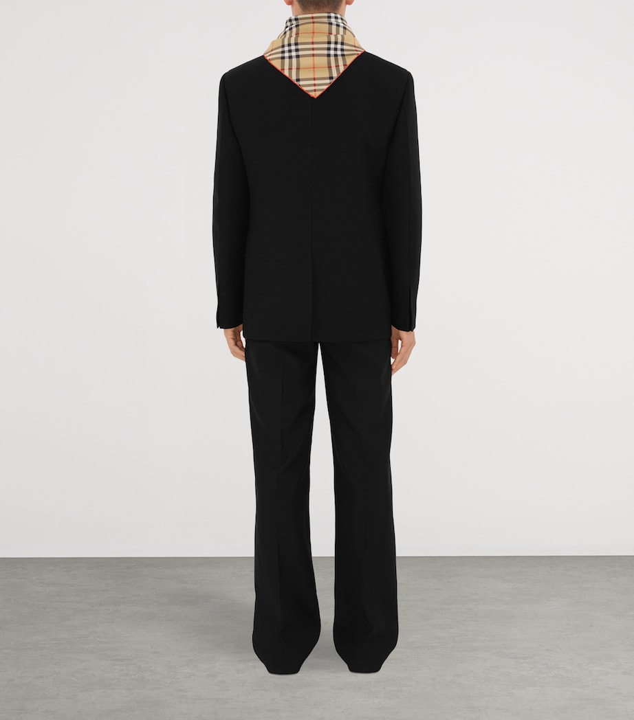 Beige Silk Check Scarf