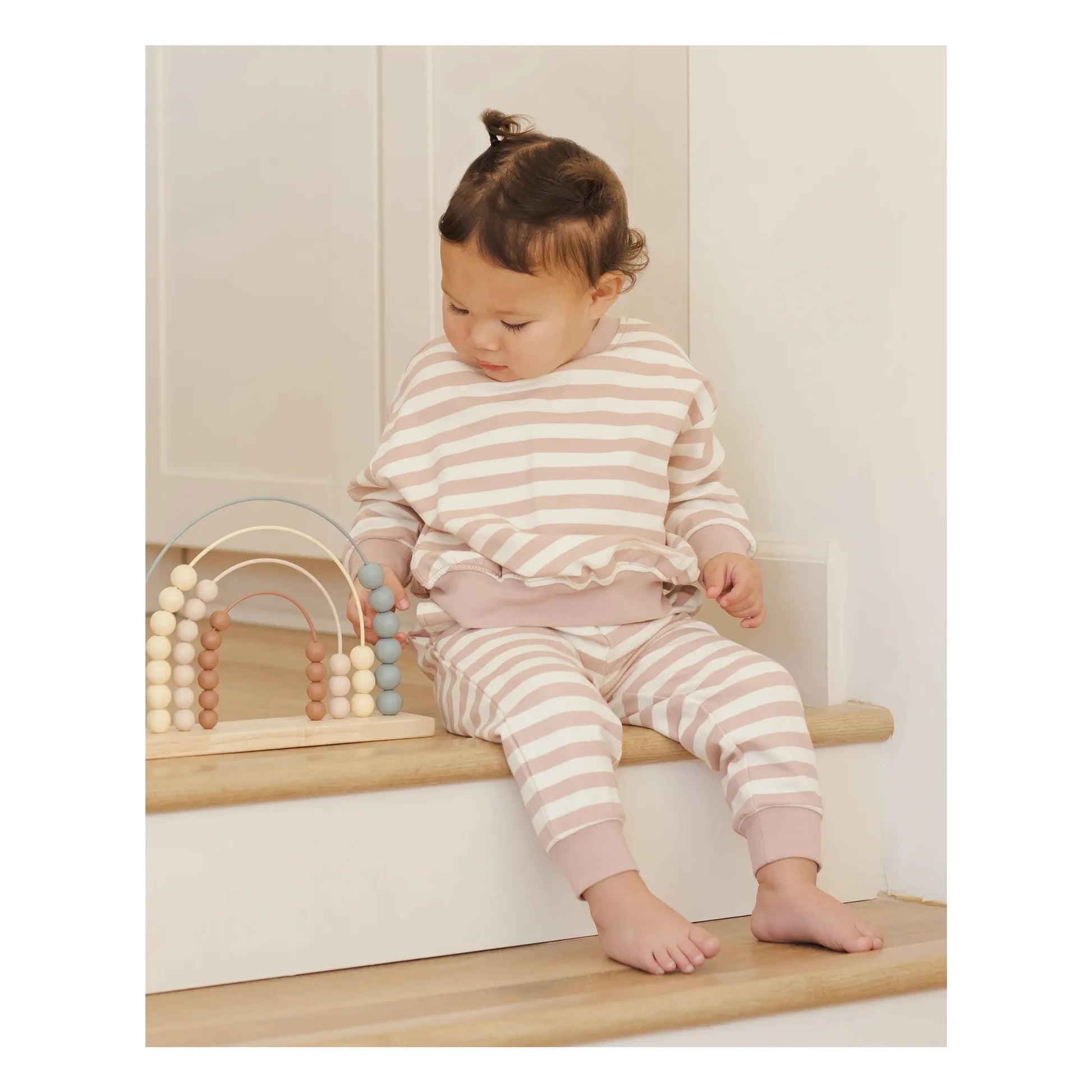 Quincy Mae - Striped Organic Cotton Joggers | Pink