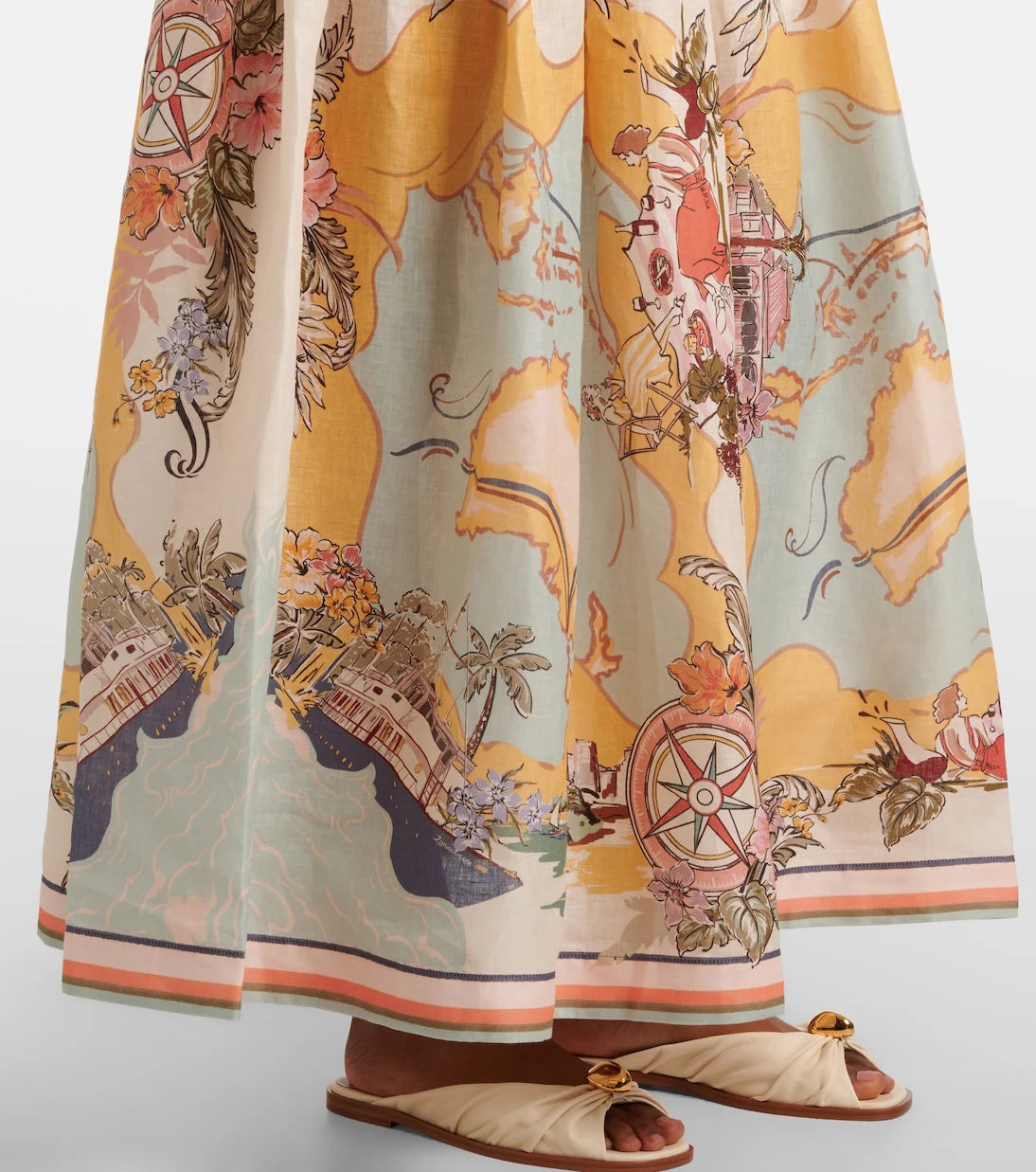 Zimmermann - Tallow printed linen maxi skirt