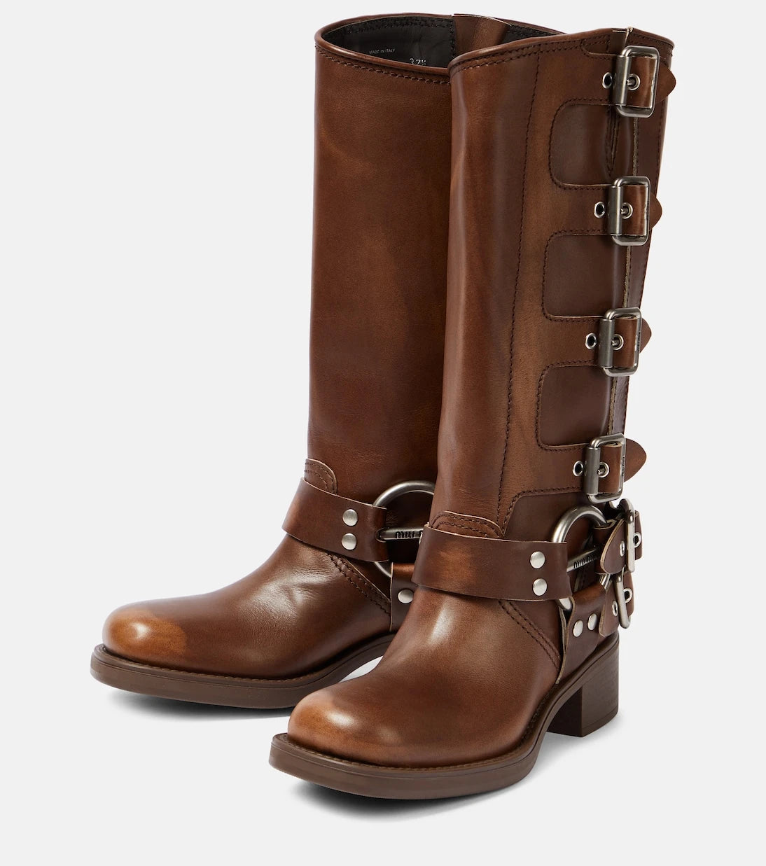 Miu Miu - Studded leather knee-high boots
