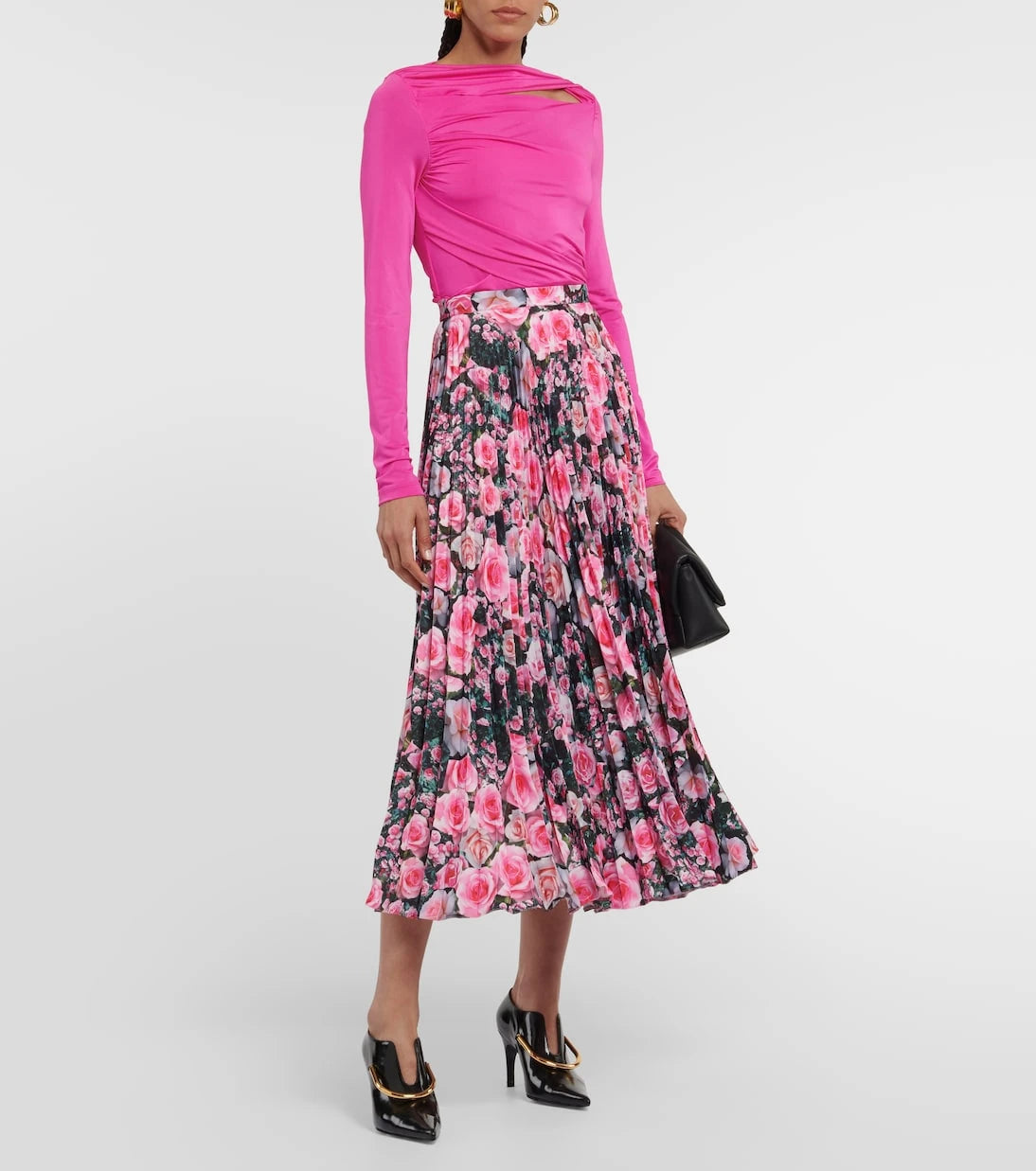 Christopher Kane - Floral high-rise pleated midi skirt