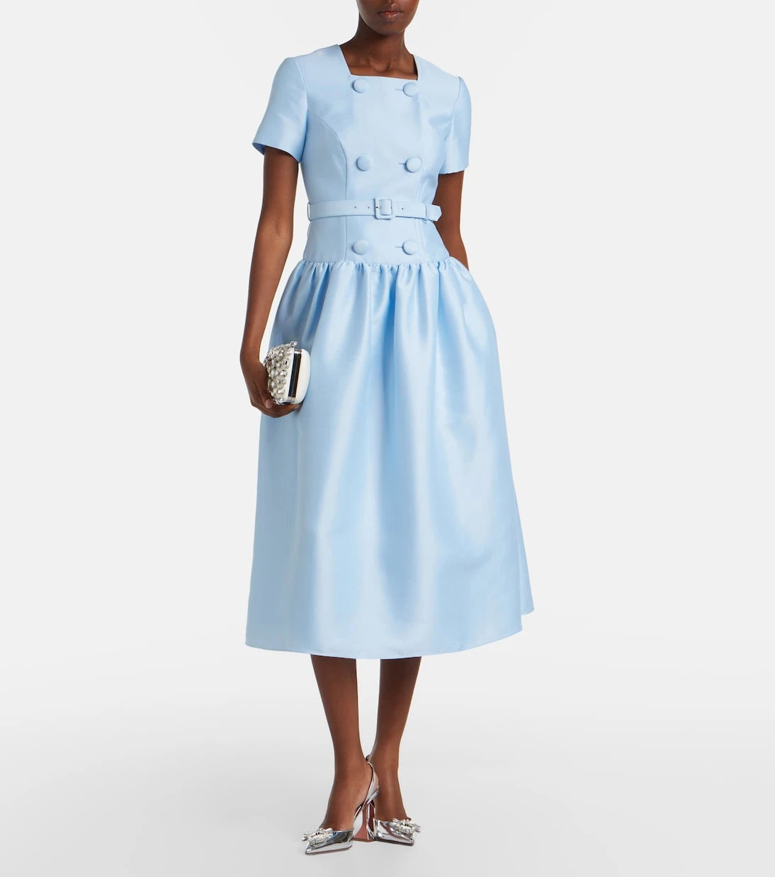 Self-Portrait - Belted taffeta midi dress