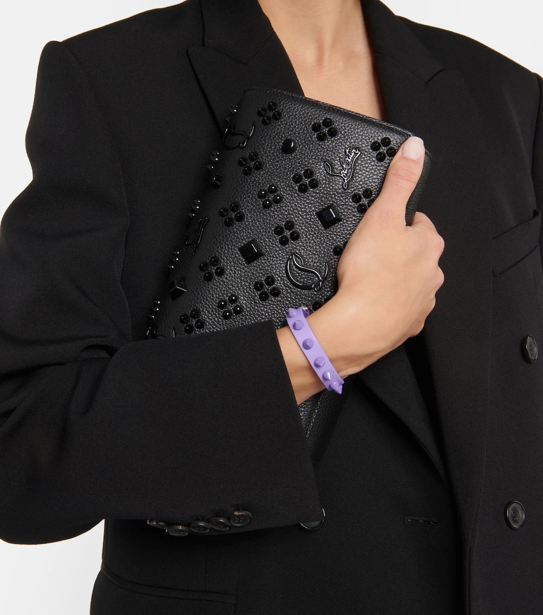 Christian Louboutin - Loubilink embellished leather bracelet
