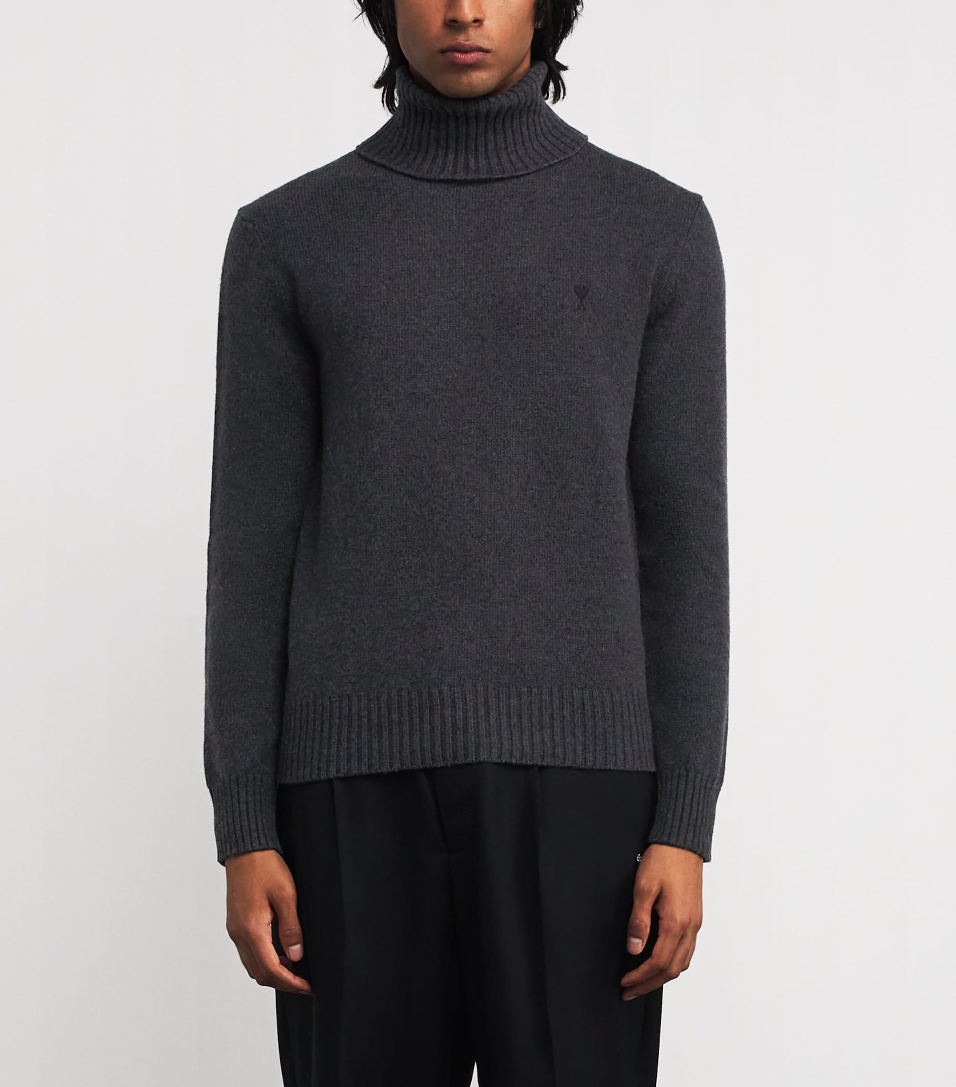 Black Cashmere-Wool Ami de Coeur Rollneck Sweater