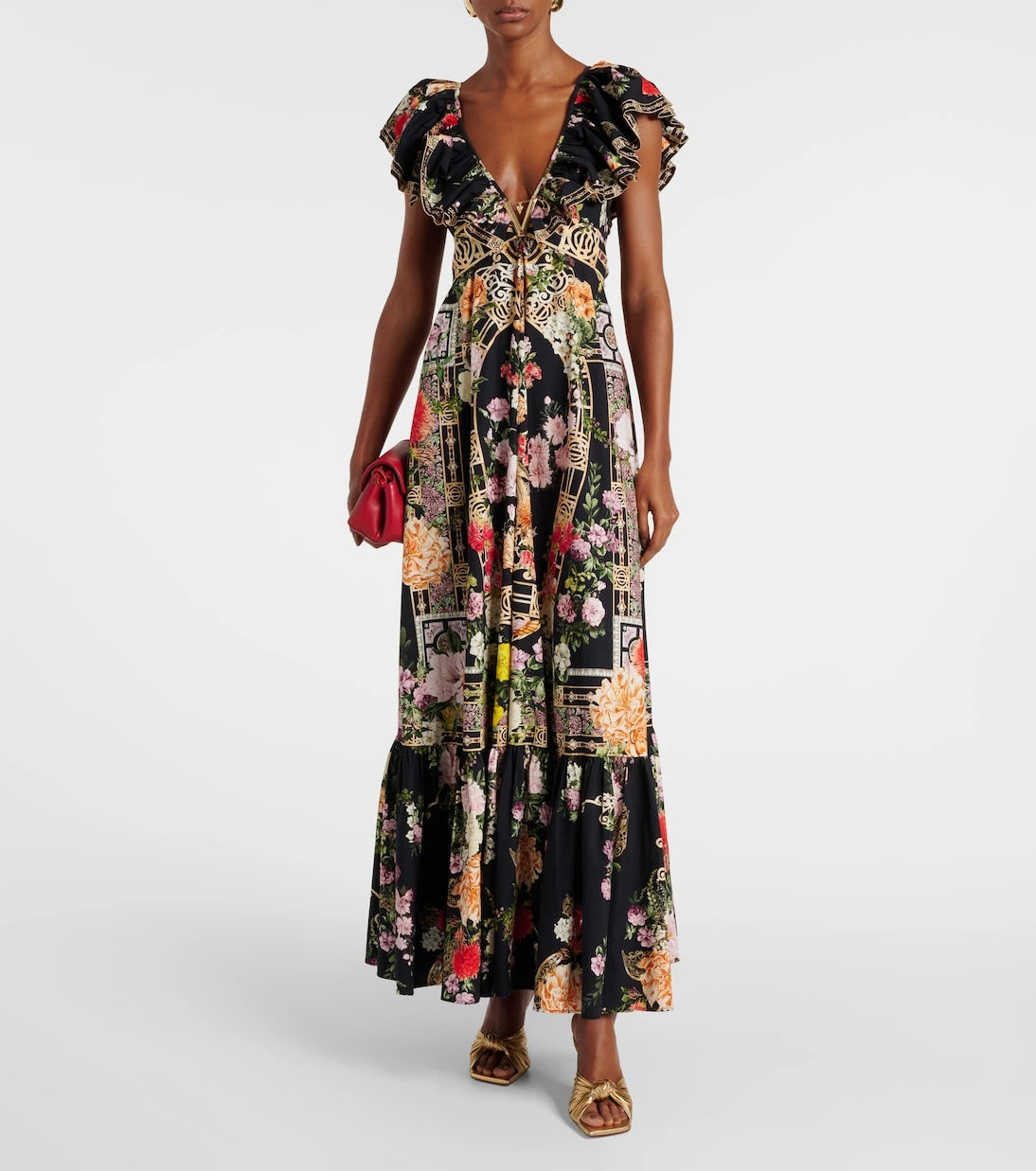 Camilla - Ruffled floral cotton maxi dress