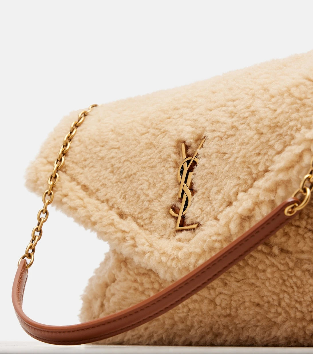 Saint Laurent - Cassandre Envelope shearling shoulder bag