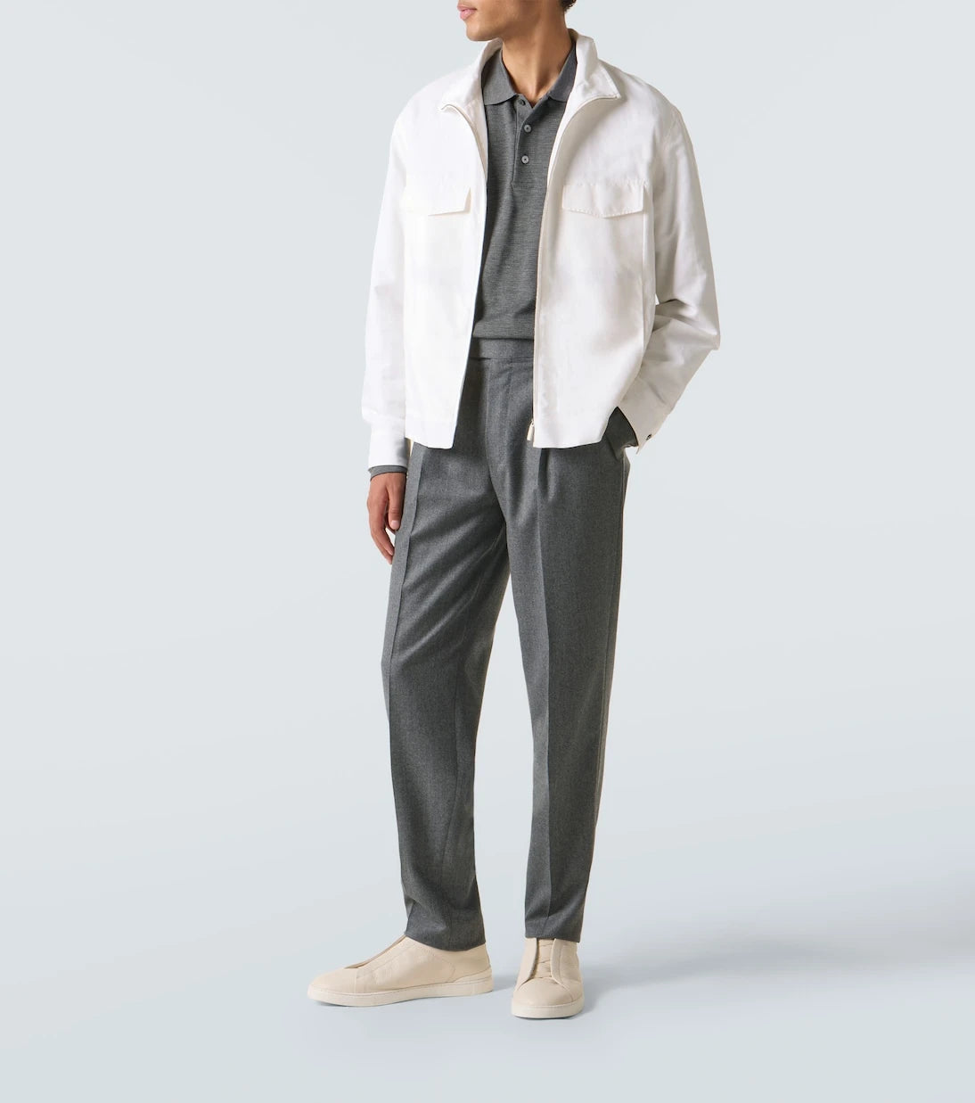 Zegna - بنطلون صوف فلانيل بقصة مستقيمة