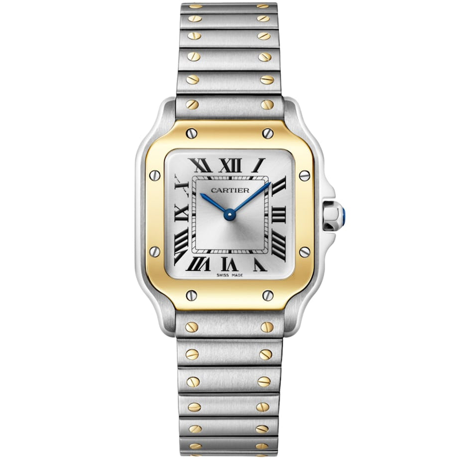 Small Yellow Gold and Steel Santos de Cartier Watch 34.5mm