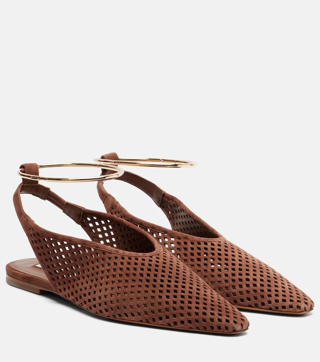 Jil Sander - Perforated suede slingback flats