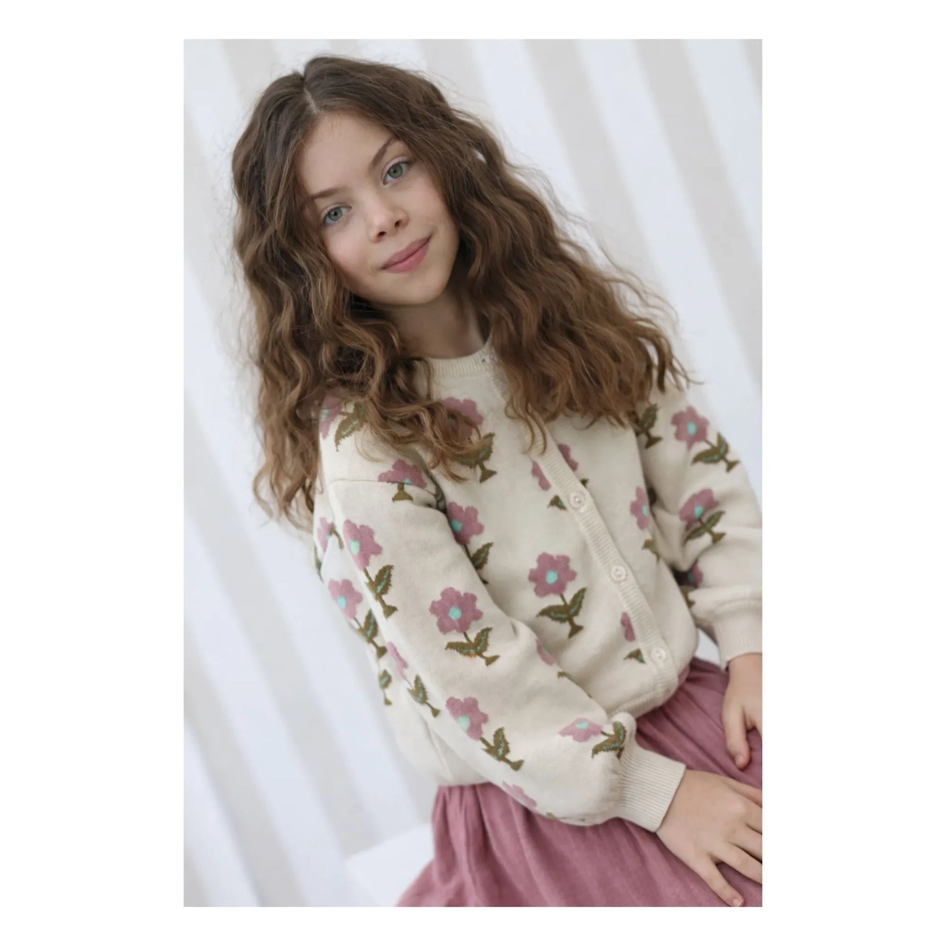 Lililotte - Cardigan Carla Fleurs Coton Bio | Ecru