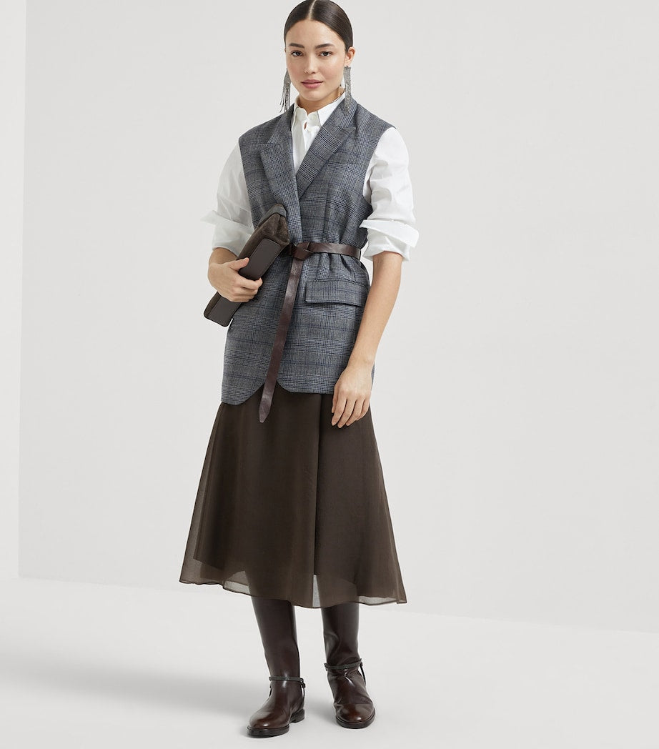 Brunello Cucinelli Brown Silk Circle Skirt