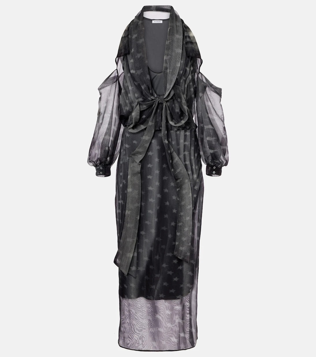 Acne Studios - Draped printed sheer jersey midi dress